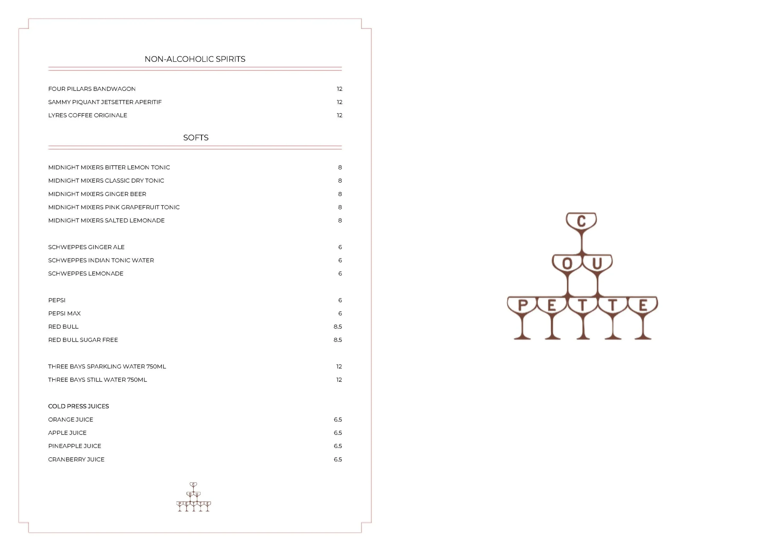 Drinks Menu