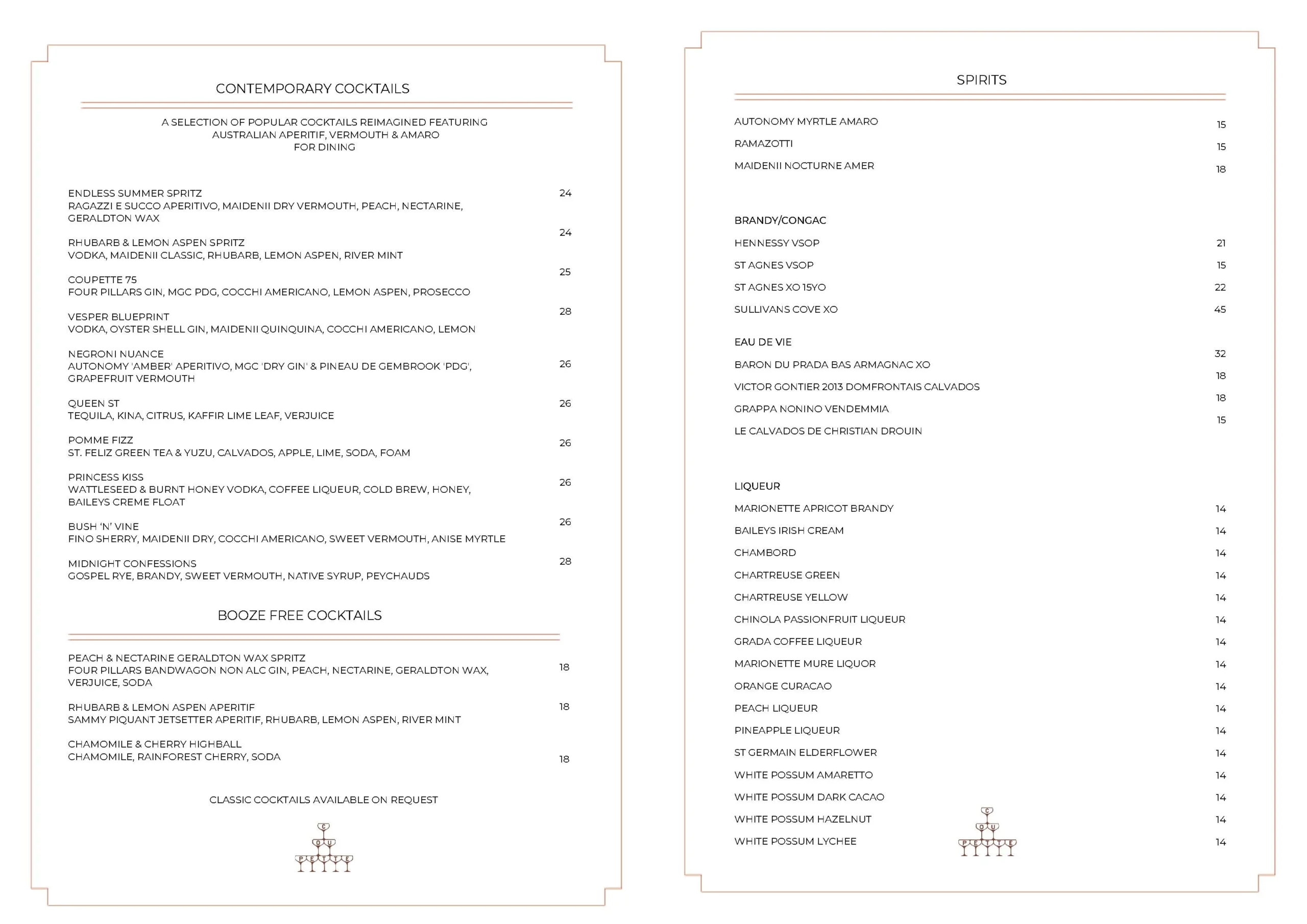 Drinks Menu