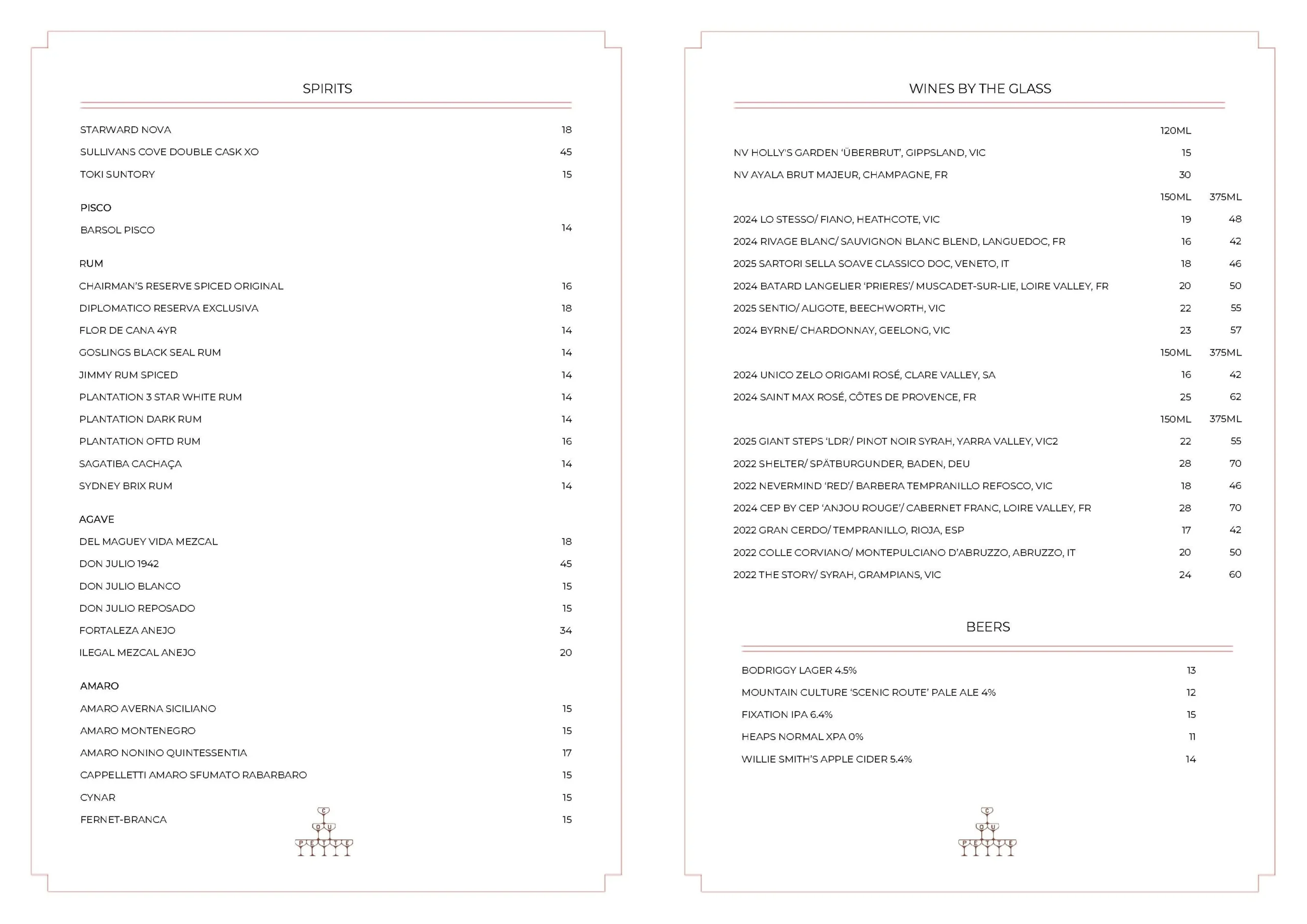 Drinks Menu