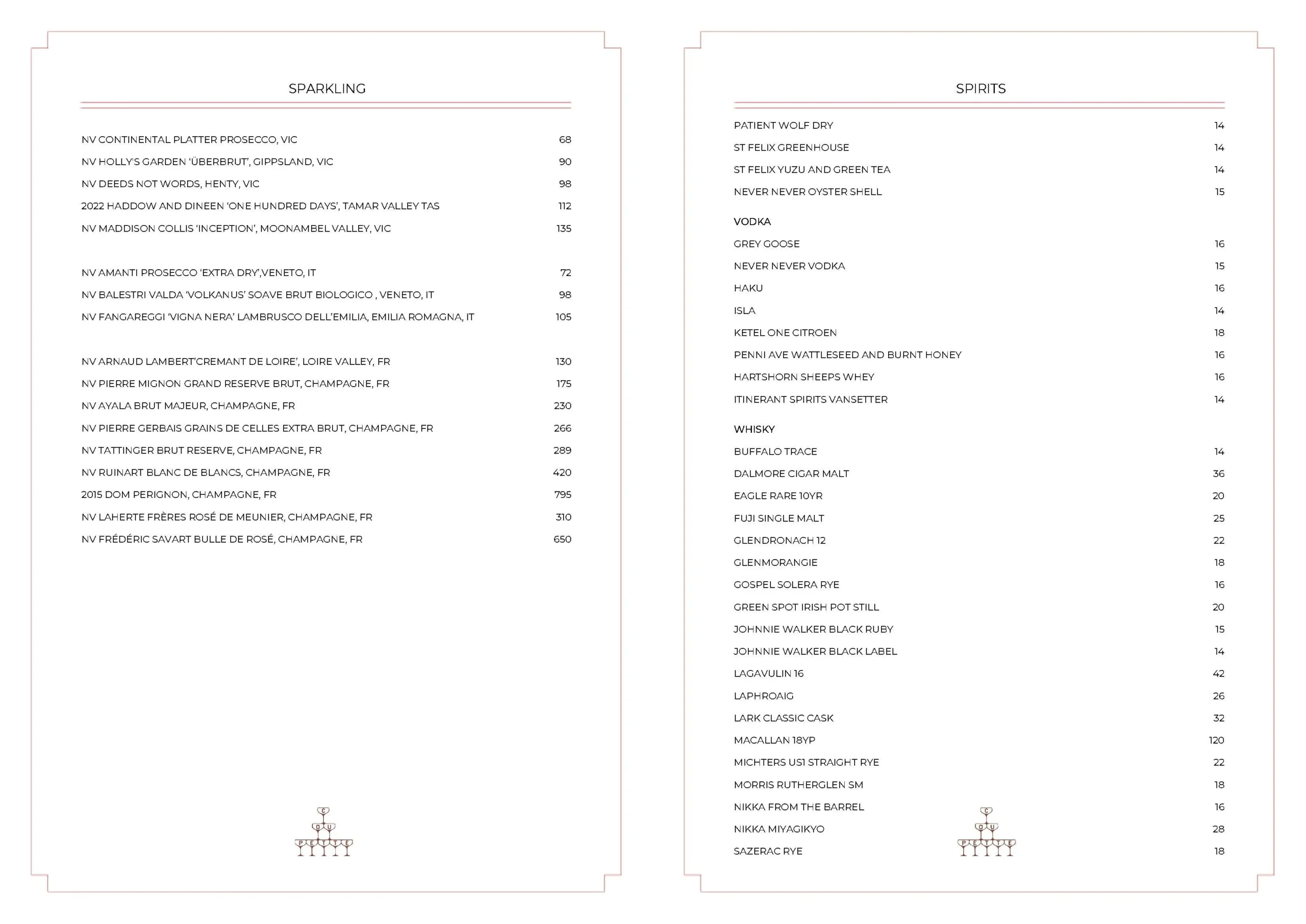 Drinks Menu