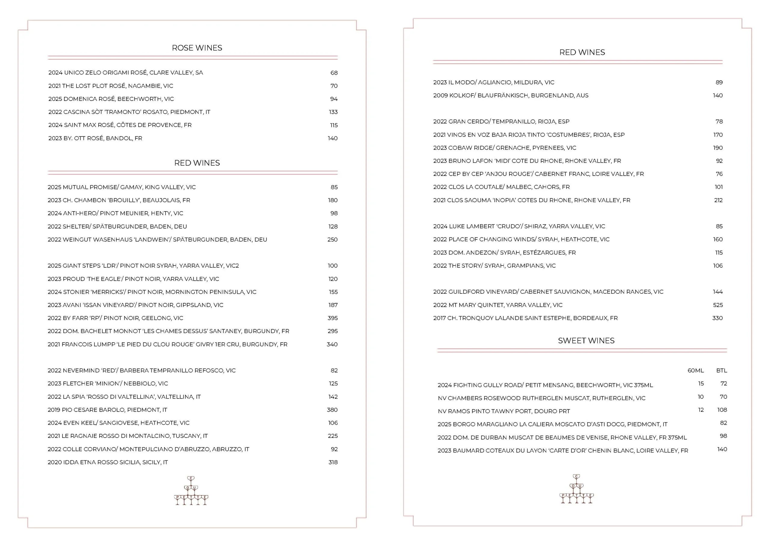 Drinks Menu